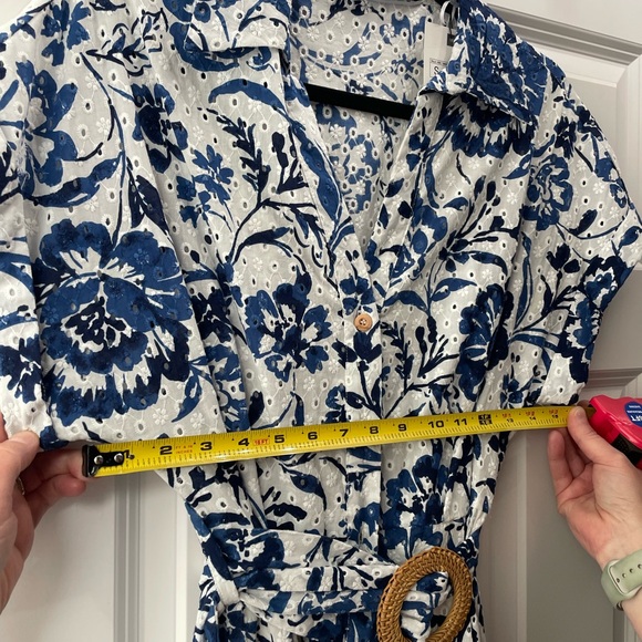 Zara Navy and White Floral Button-Up Dress - NWT - Picture 4 of 4